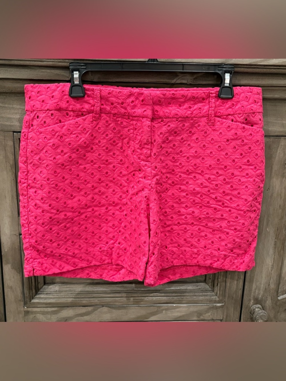 EUC Women’s THE LIMITED Hot Pink Eyelet Summer Shorts (12)
